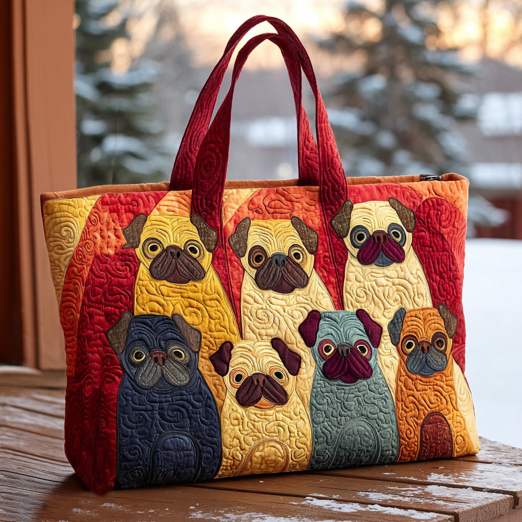 Chonkster Pug Quilted Tote Bag Good Gifts For Dog Owners
