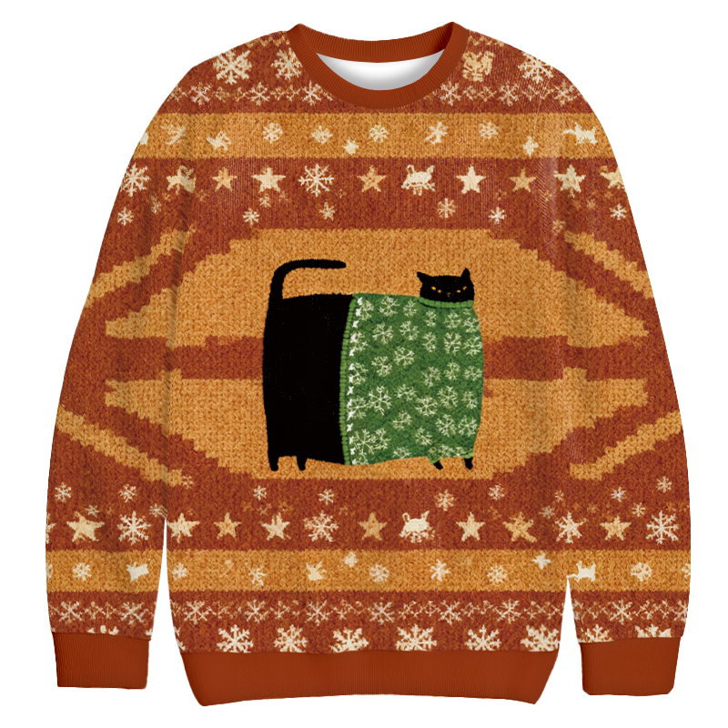 Chonky Cat Christmas Ugly Sweatshirt Christmas Cozy Winter Wear Gift Ideas