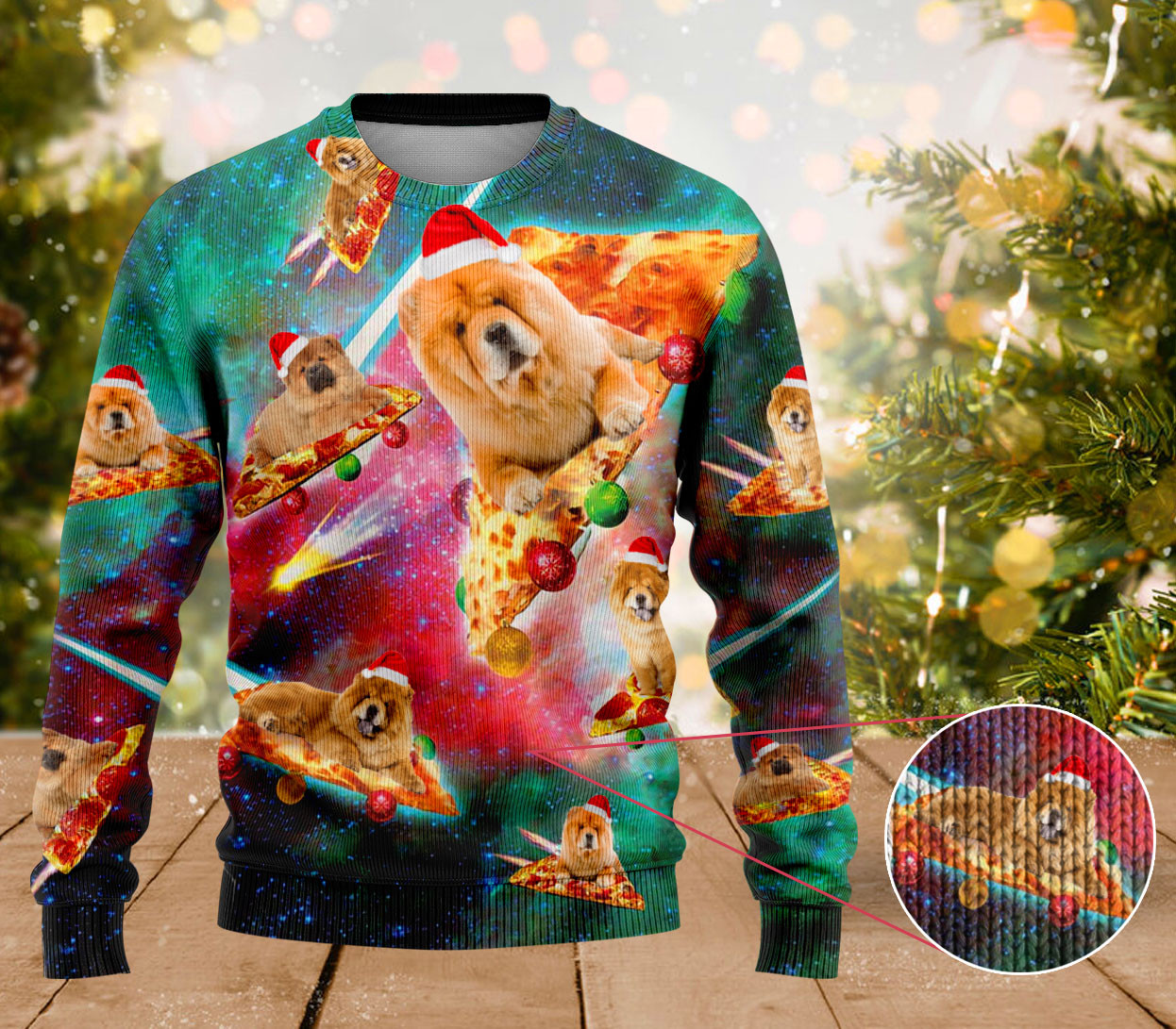 Chow Chow Dog Pizza Ugly Sweater Women's Cute Christmas Sweaters Gifts For Dog Lovers