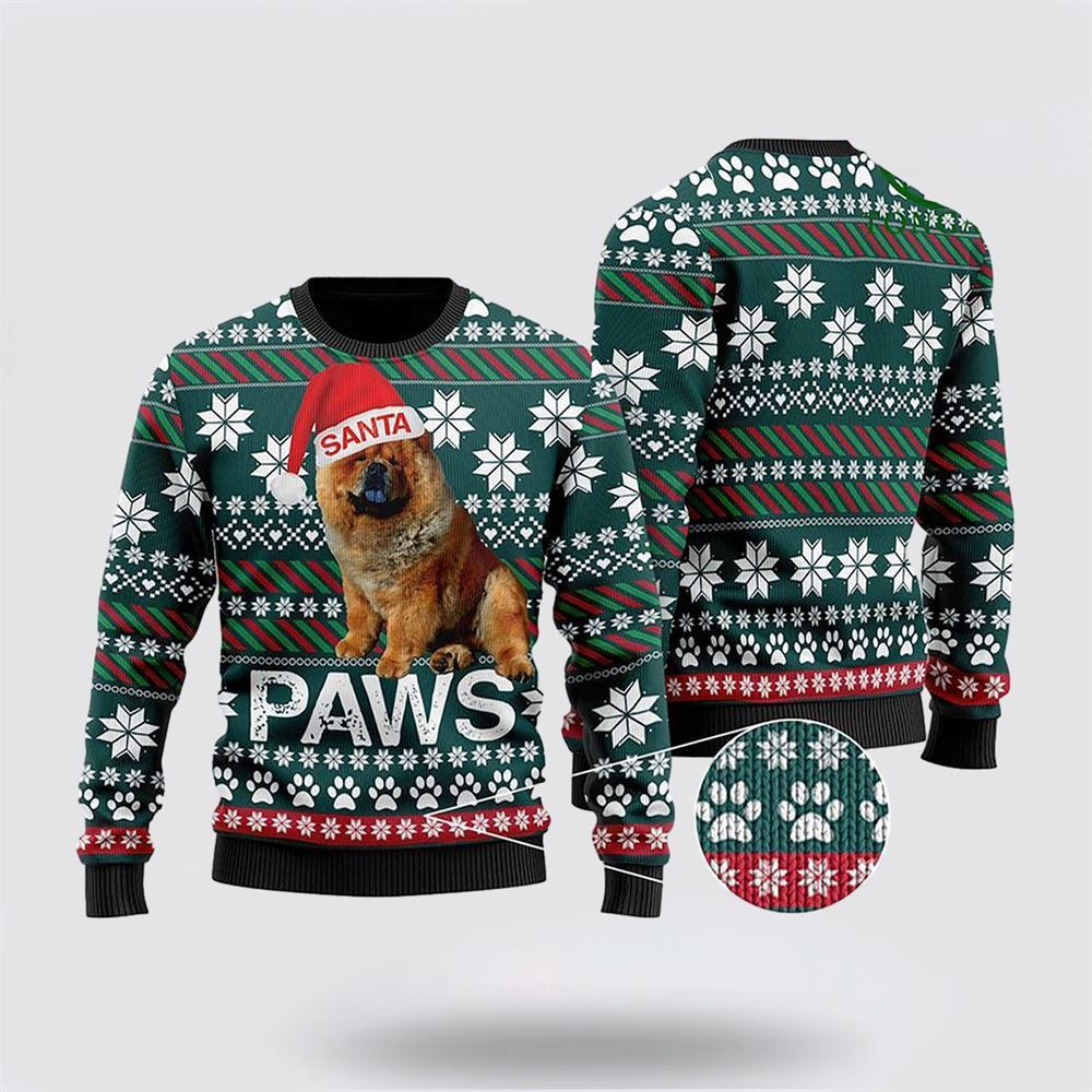 Chow Chow Santa Printed Christmas Ugly Sweater Christmas Gift For Dog Love Christmas Gift Idea
