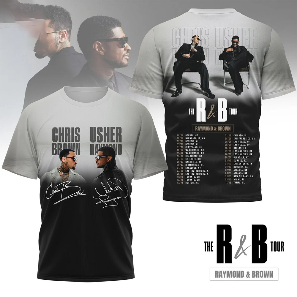 Chris Brown And Usher The Rb Tour 2026 Concert T-Shirt Chris Brown And Usher Merch Gift For Fans