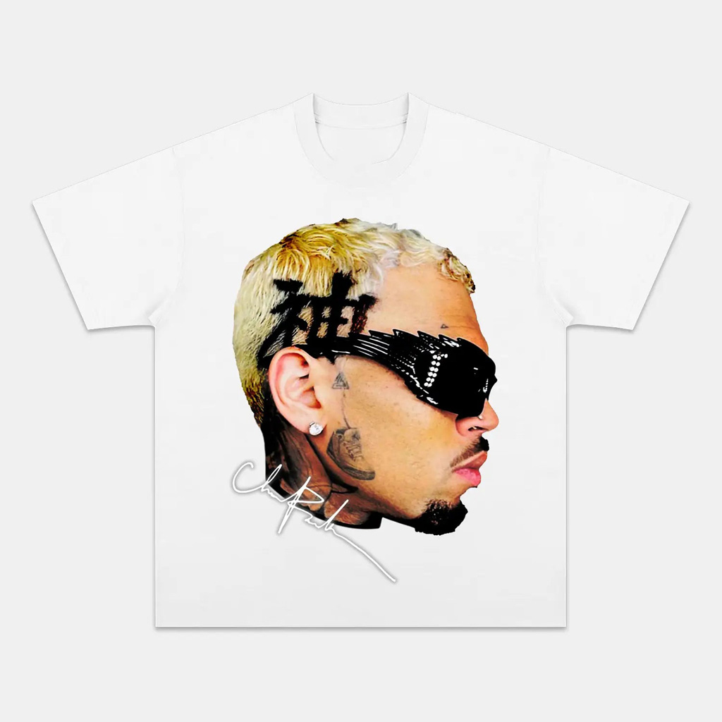 Chris Brown Big Face V2 Graphic White T-Shirt Chris Brown Merch Gifts For Music Fans Chris Brown Big Face V2 Graphic White T-Shirt Chris Brown Merch Gifts For Music Fans