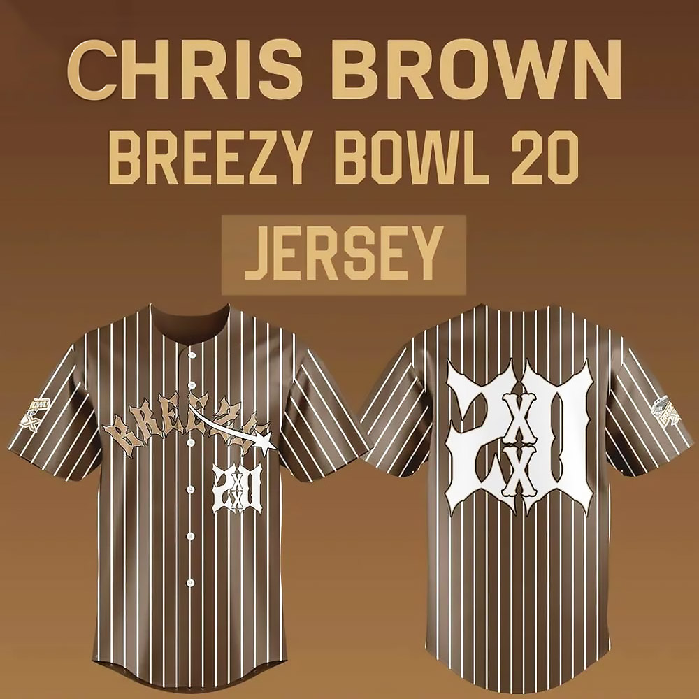 Chris Brown Breezy Bowl 20 Special Edition Pinstripe Baseball Jersey Best Gift For Music Fans