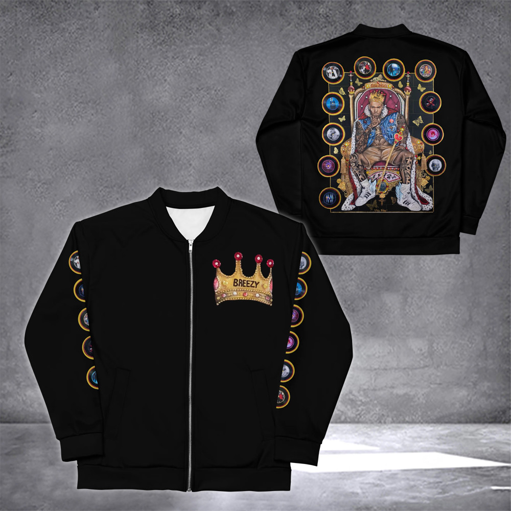 Chris Brown Breezy Bowl 2025 Tour Merch Bomber Jacket King Breezy