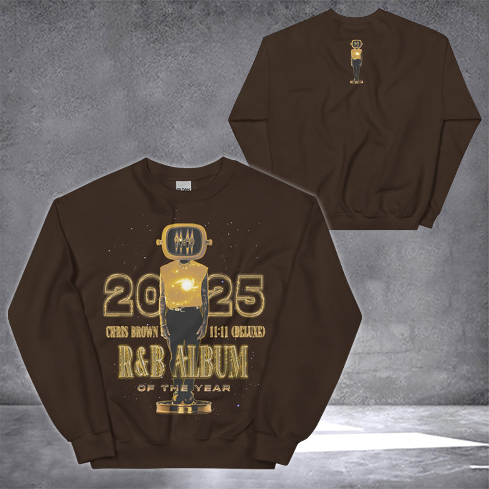 Chris Brown Breezy Bowl 2025 Tour Merch Sweatshirt R&B Album Of The Year Statue Apparel