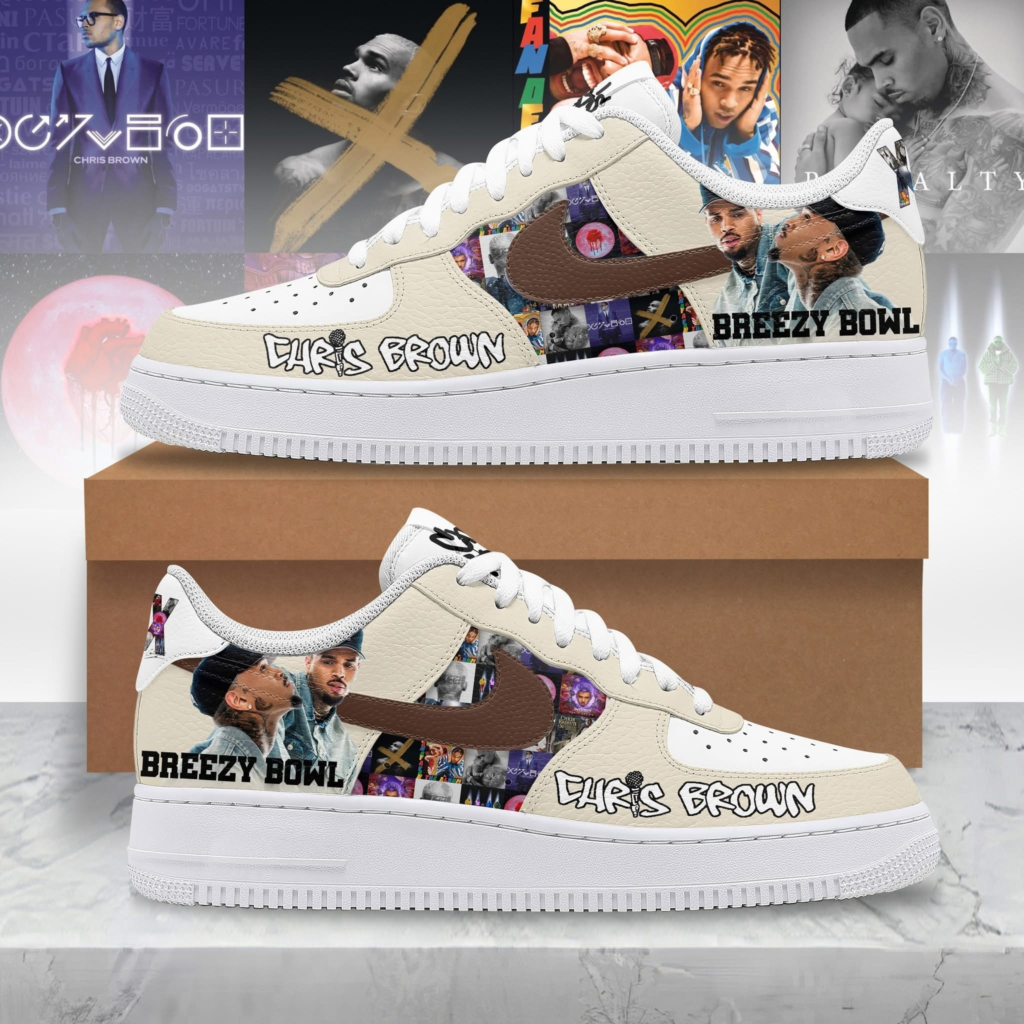 Chris Brown Breezy Bowl XX Air Force 1 Shoes Sneakers Concert Tour Merchandise Fan Gifts