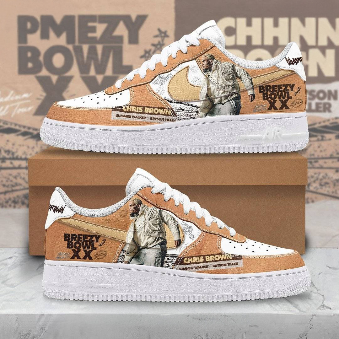 Chris Brown Breezy Bowl XX Special Air Force 1 Sneaker Gifts For Music Fan