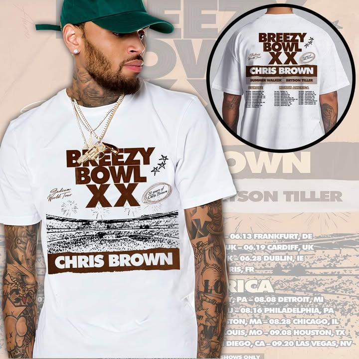 Chris Brown Breezy Bowl XX T-Shirt Concert Tour Merch Gifts For Fans For Him Her