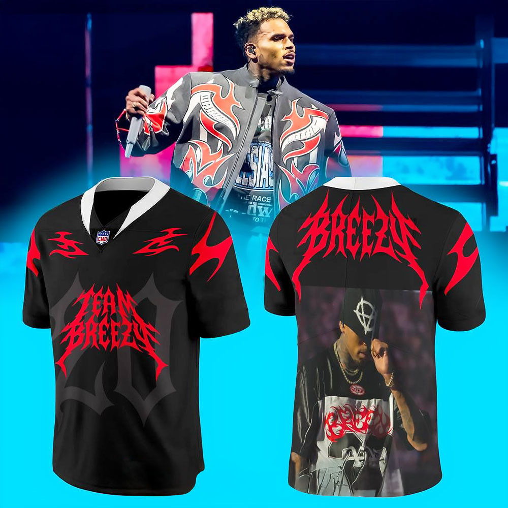 Chris Brown BREEZY BOWL XX Team Breezy Playmaker Football Jersey Gifts For Fans