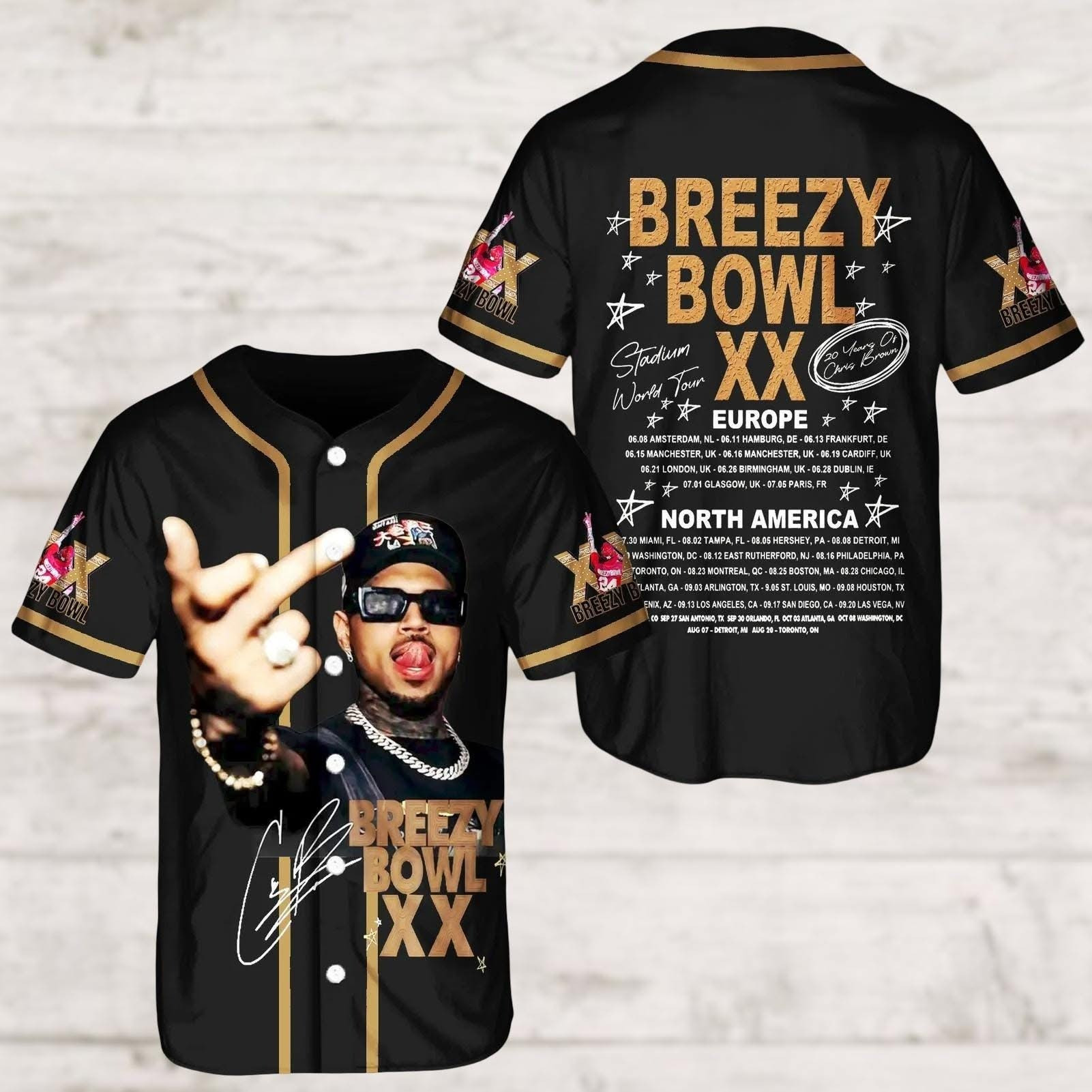Chris Brown Breezy Bowl XX Tour Merch 2025 Jersey Europe North American Tour Dates