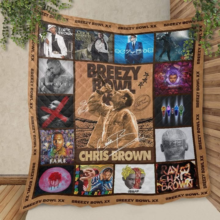 Chris Brown Breezy Bowl XX Tour Merch Quilted Blanket Merchandise Fan Gifts For Him