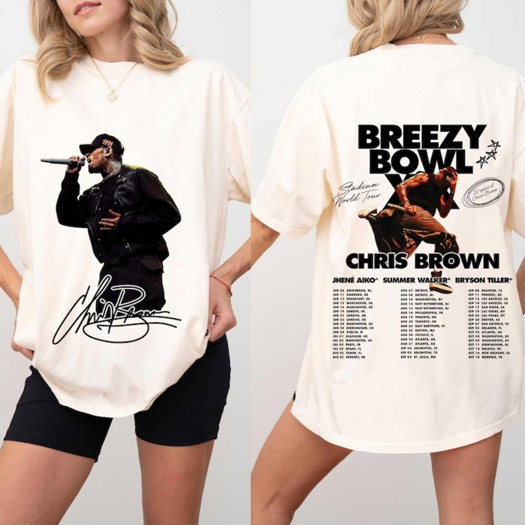 Chris Brown Breezy Bowl XX Tour T-Shirt 2025 Fan Merch Gifts For Music Lovers Chris Brown Breezy Bowl XX Tour T-Shirt 2025 Fan Merch Gifts For Music Lovers