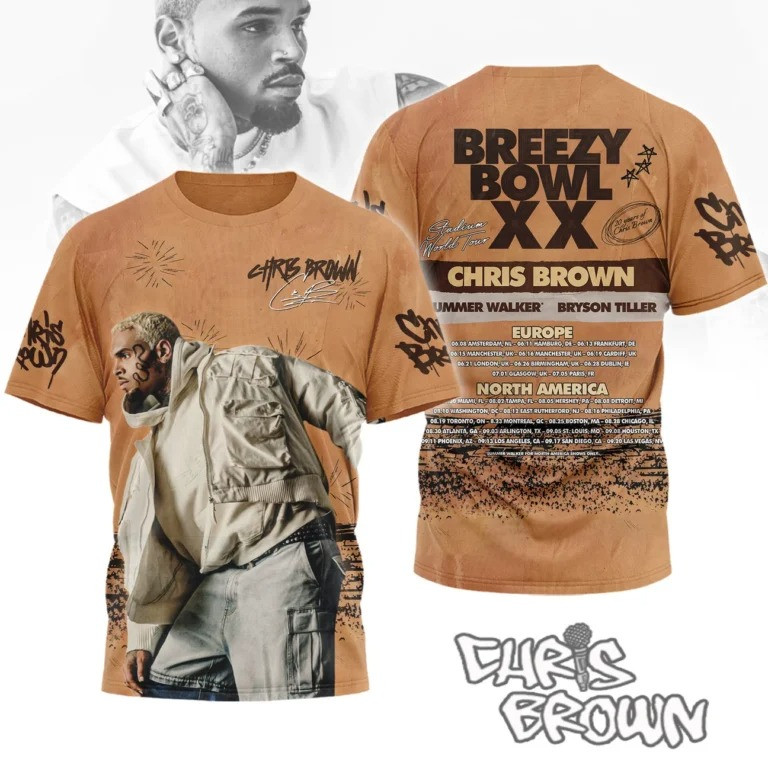 Chris Brown Breezy Bowl XX Tour T-Shirt Gifts For Music Lovers