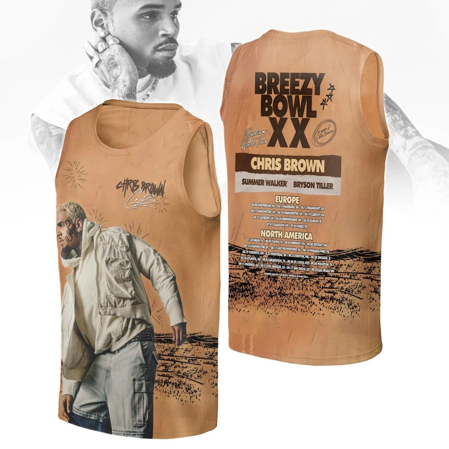 Chris Brown Breezy Bowl XX Tour Tank Top Gifts For Music Lovers