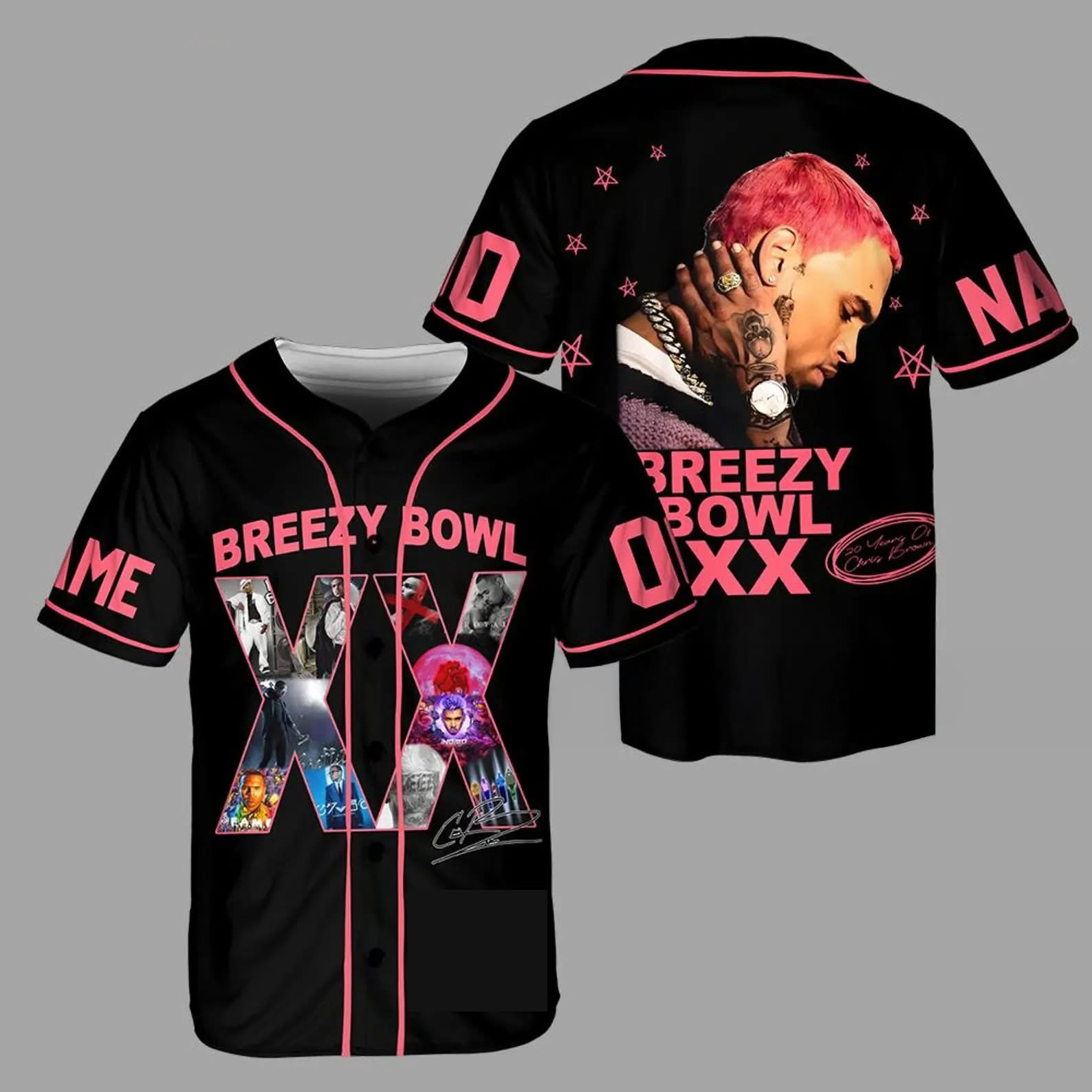 Chris Brown Breezy Bowl XX World Tour Merch 2025 Jersey Chris Brown Concert Fan Clothing