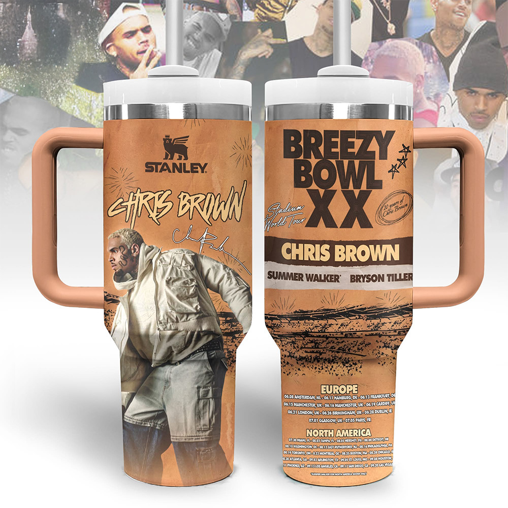 Chris Brown Breezy Bowl XX World Tour Merch 2025 Tumbler Chris Brown Breezy Bowl Fan Gifts