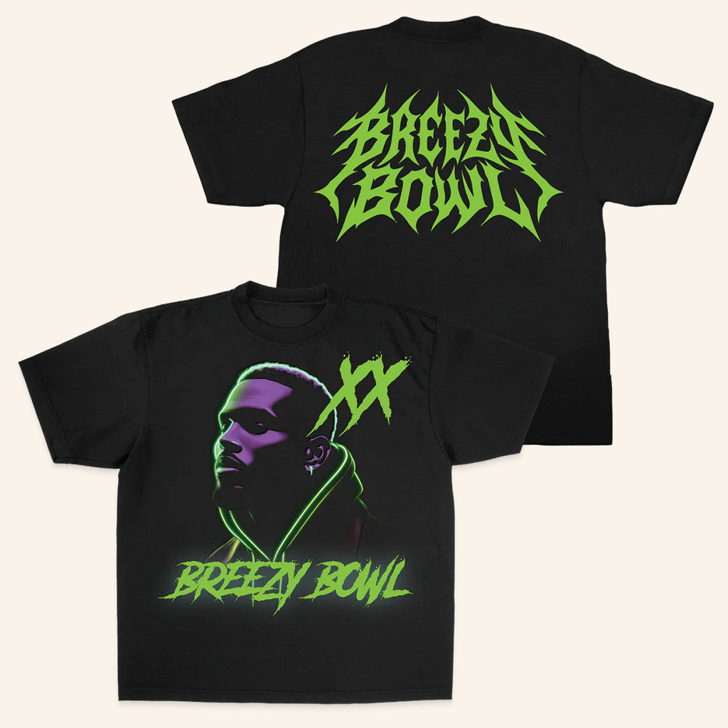 Chris Brown Merch Breezy Bowl Xx Neon Lights SS T-Shirt Gifts For Music Lovers