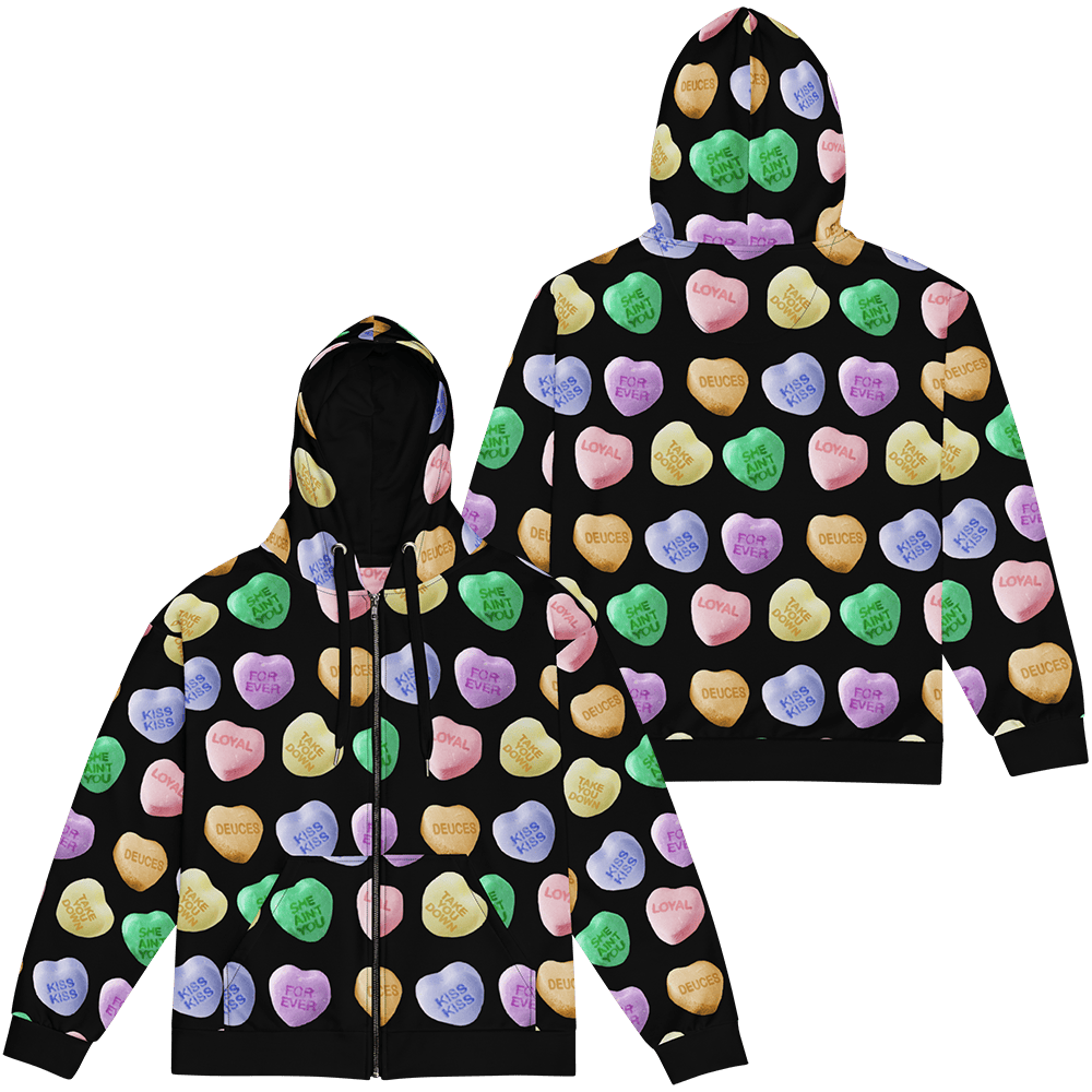 Chris Brown Merch CB Candy Hearts Zip Hoodie Father's Day Presents For Husband