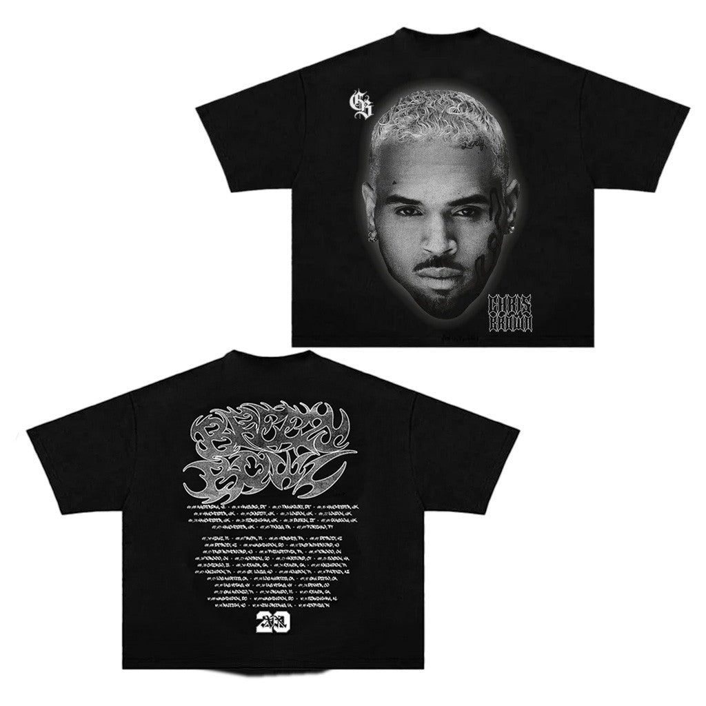 Chris Brown Merch Tour 2025 Chris Brown B And W T-Shirt Gifts For Best Friends Chris Brown Merch Tour 2025 Chris Brown B And W T-Shirt Gifts For Best Friends