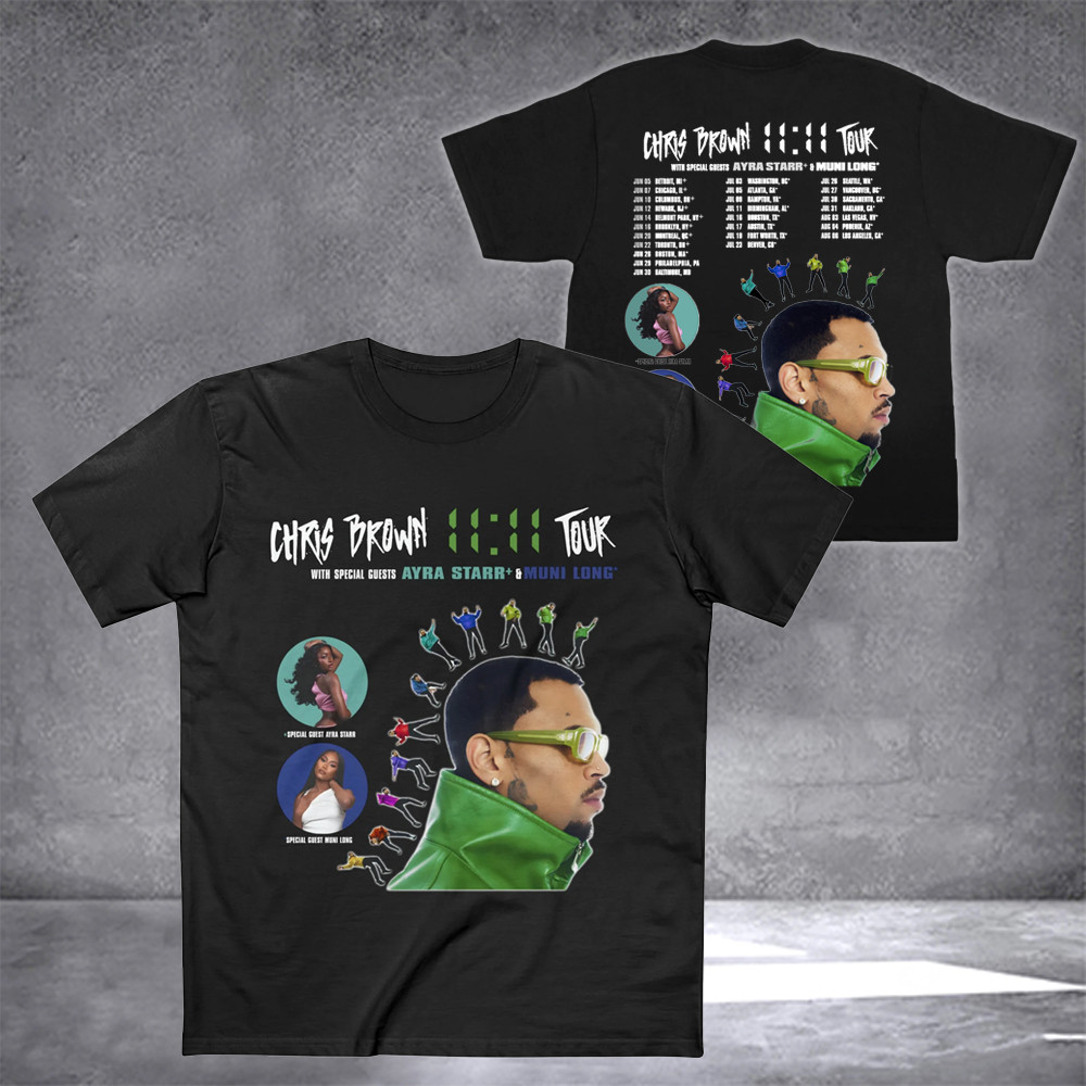 Chris Brown Shirt 11:11 Chris Brown Breezy Bowl XX 2025 Tour Merchandise For Sale