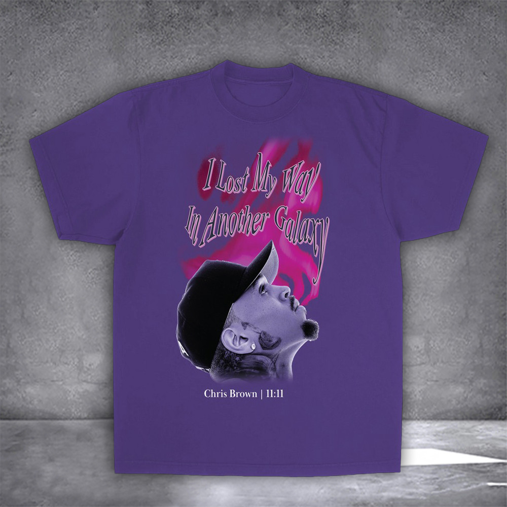Chris Brown Shirt Galaxy Aura Purple 11:11 Tour Chris Brown Breezy Bowl 2025 Tour Merch