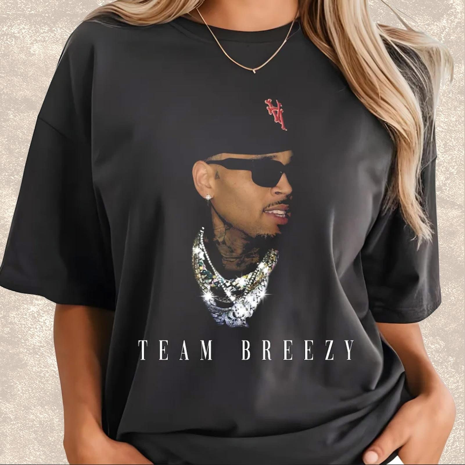 Chris Brown T-Shirt Team Breezy Bowl XX Chris Brown Tour Merch 2025 Fan Gifts For Her