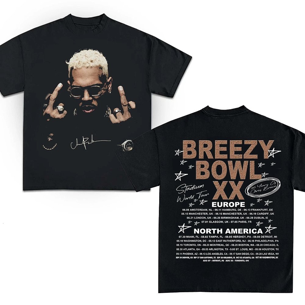 Chris Brown Tour 2025 T-Shirt Breezy Bowl XX Best Gift For Fans Music Lovers