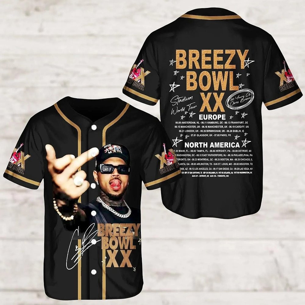 Chris Brown XX 2025 Tour Merch Baseball Jersey Great Present For Music Fans