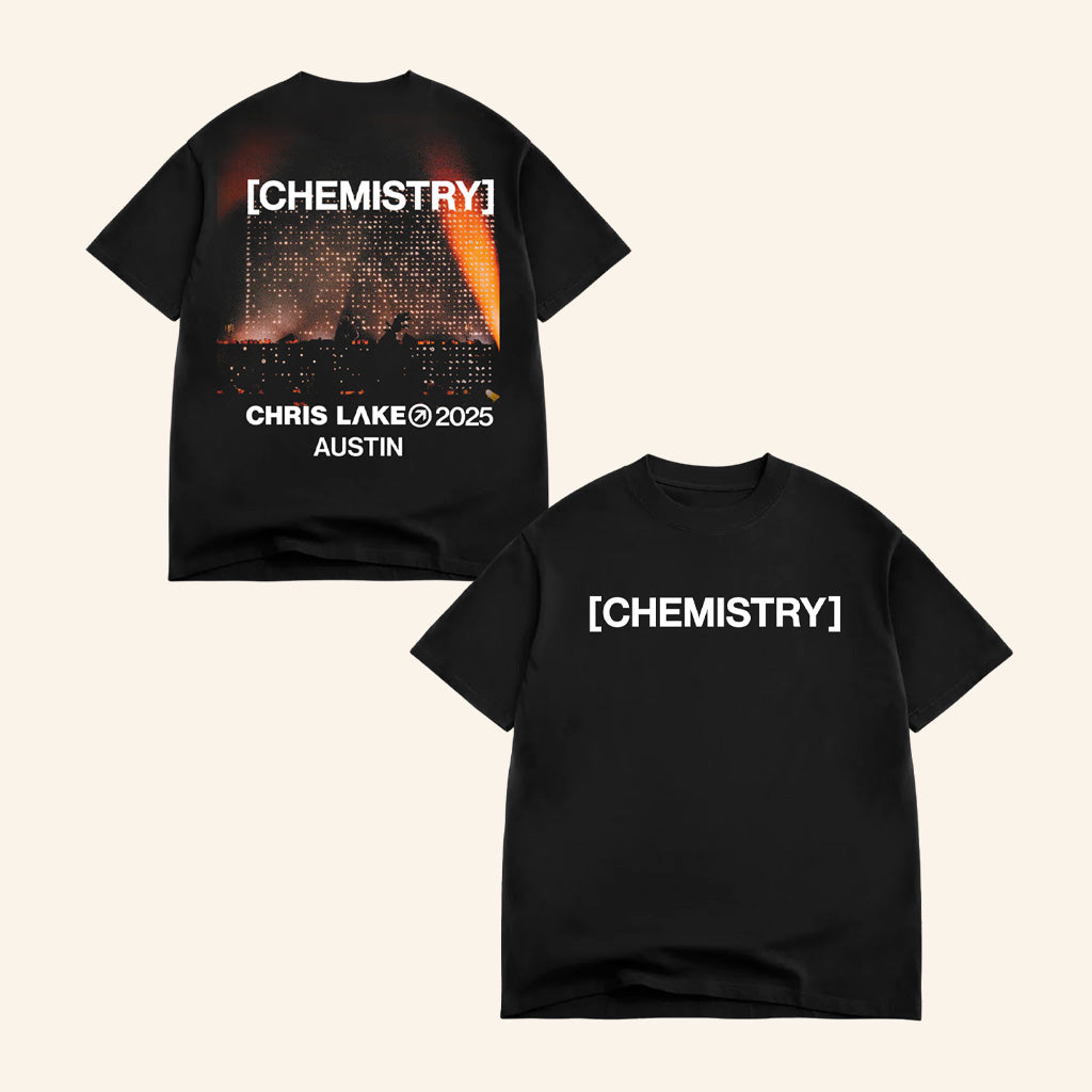 Chris Lake Merch Chemistry Austin Show T-Shirt Black Austin Chemistry Album Tour 2025 Apparel Chris Lake Merch Chemistry Austin Show T-Shirt Black Austin Chemistry Album Tour 2025 Apparel