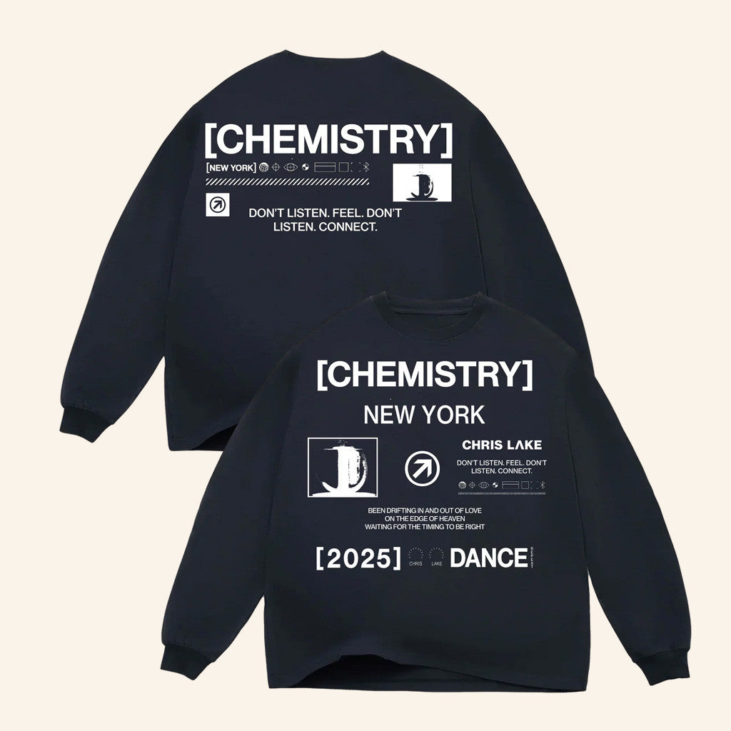 Chris Lake Merch New York Dance Long Sleeve Shirt Navy New York Chemistry Album Tour 2025 Apparel Chris Lake Merch New York Dance Long Sleeve Shirt Navy New York Chemistry Album Tour 2025 Apparel