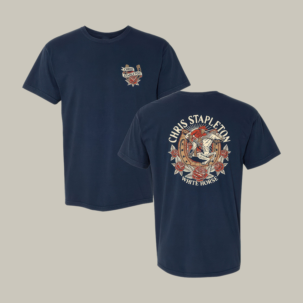 Chris Stapleton Horse Rose Garment Dyed T-Shirt Music Concert Tee Chris Stapleton Fan Gift