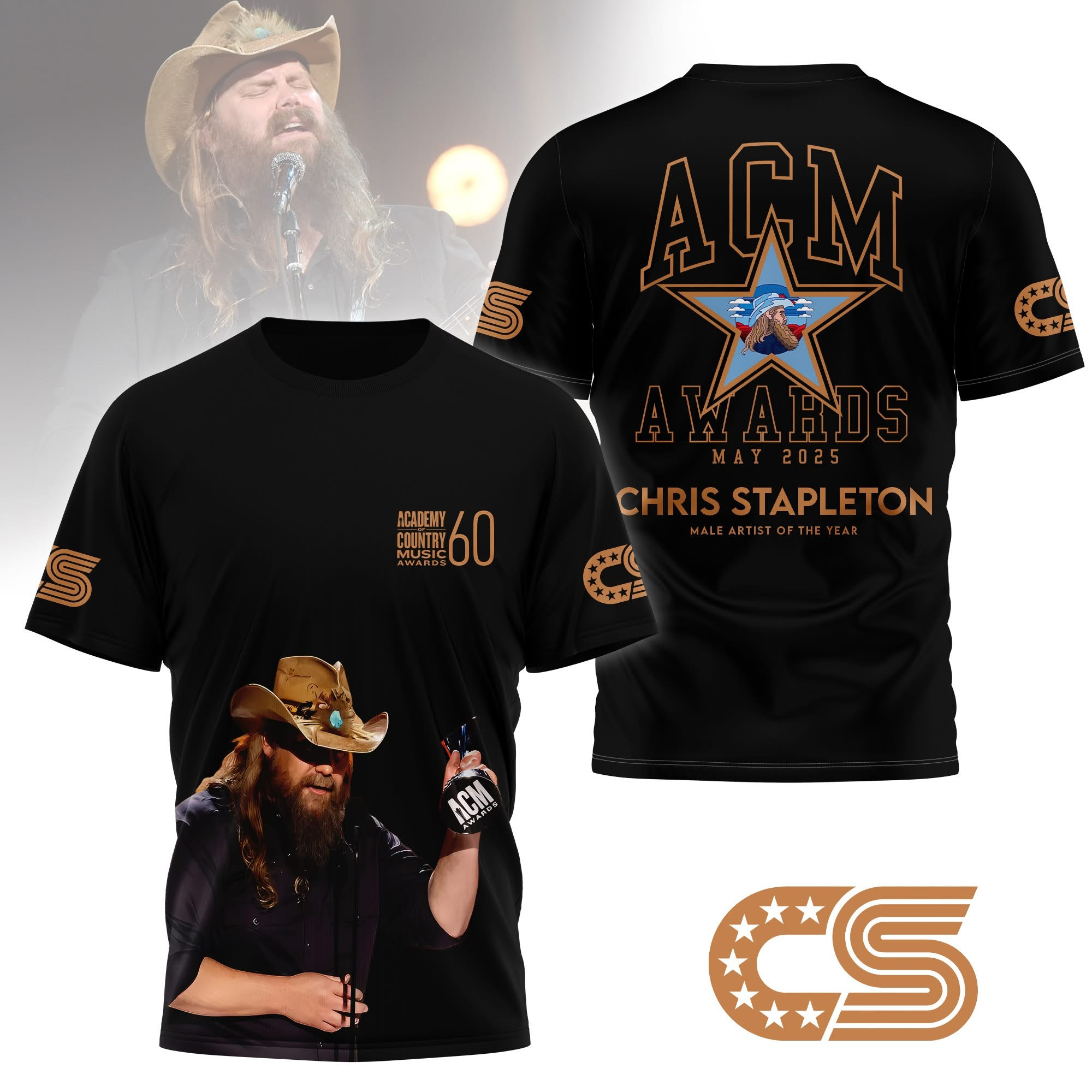 Chris Stapleton Merch T-Shirt ACM Awards 2025 Male Artist Of The Year Gifts For Fans