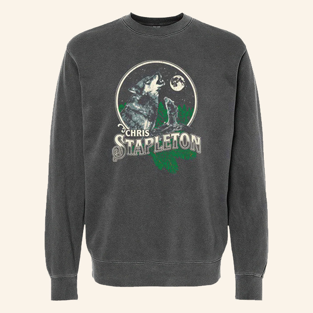 Chris Stapleton Merch Tour 2025 Howling Wolf Crewneck Sweatshirt Gifts For Music Fans