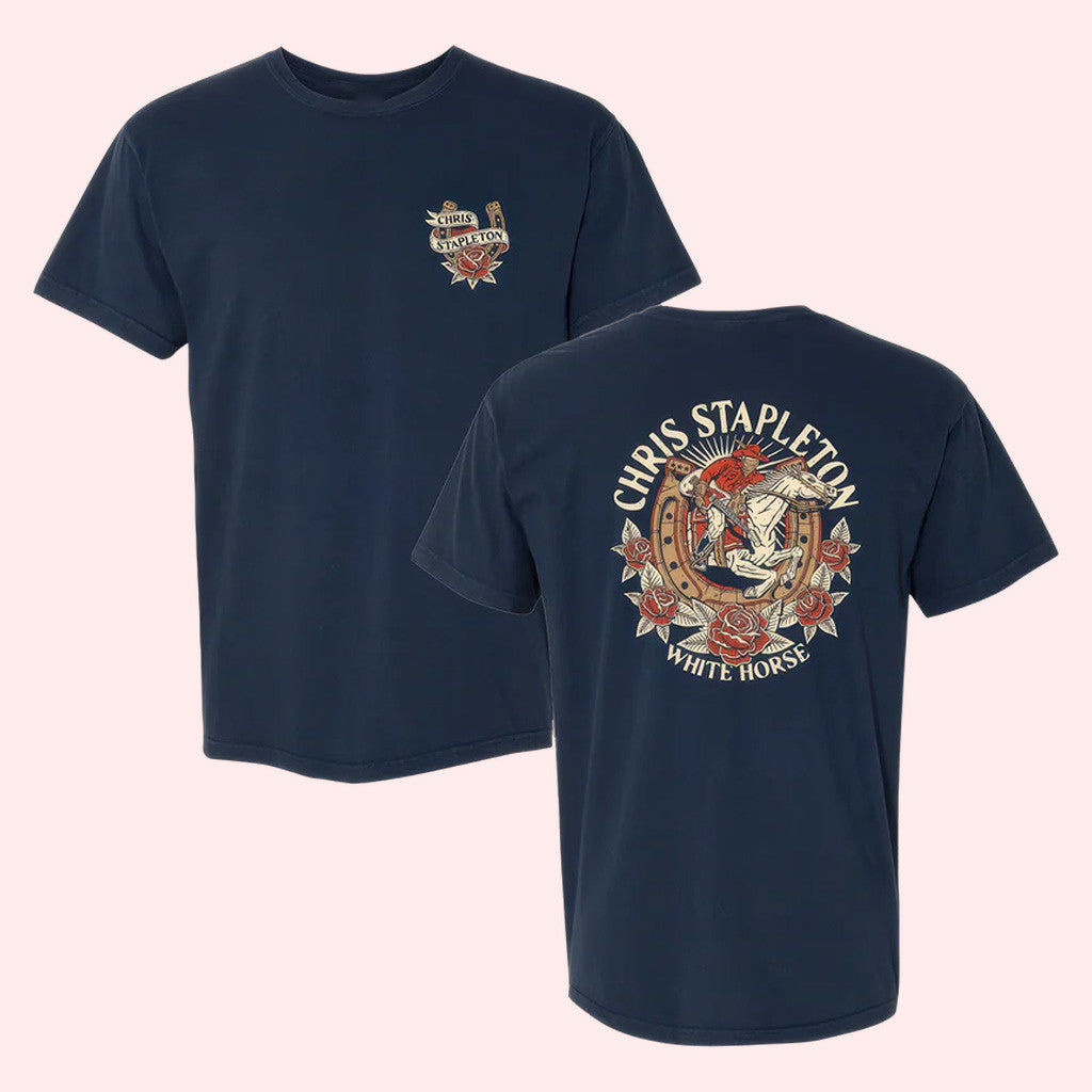 Chris Stapleton Merch White Horse Rose T-Shirt Gift Ideas For Him Chris Stapleton Merch White Horse Rose T-Shirt Gift Ideas For Him