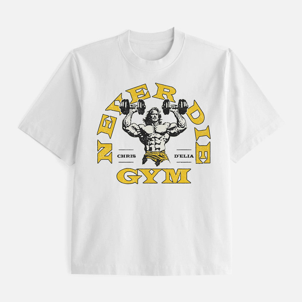 Chrisdelia Merch Never Die Gym White T-Shirt Birthday Present For Husband Chrisdelia Merch Never Die Gym White T-Shirt Birthday Present For Husband