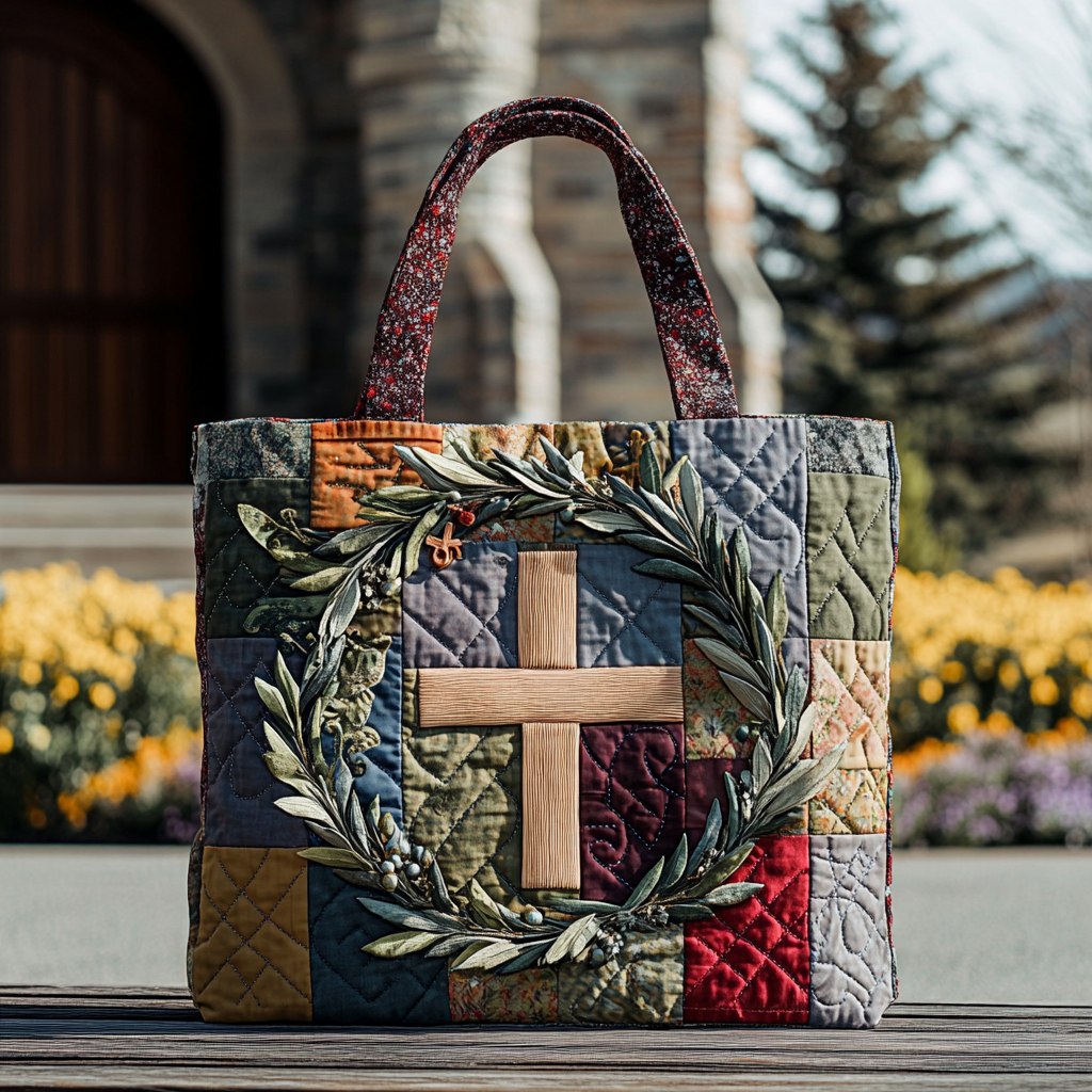 Christed Harmony Quilted Tote Bag Gift For Christian Wedding