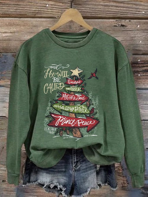 Christian Christmas Holiday Pine Tree Sweatshirt Isaiah 9'6 Prince Of Peace Best Christian Gifts.