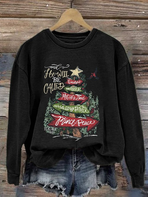 Christian Christmas Holiday Pine Tree Sweatshirt Isaiah 9'6 Prince Of Peace Best Christian Gifts.