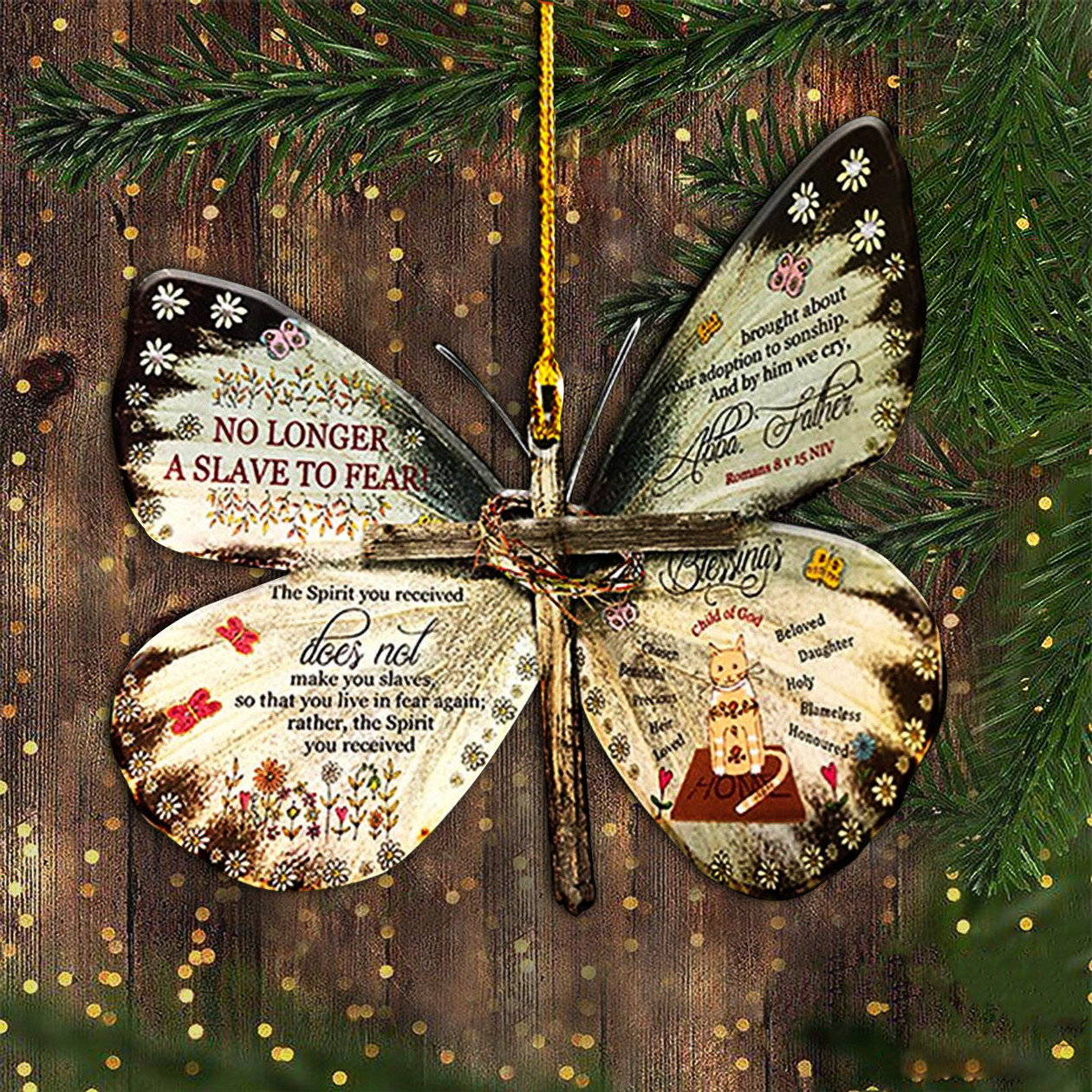Christian Cross Butterfly Ornament For christmas tree Decorations Best Christmas 2024