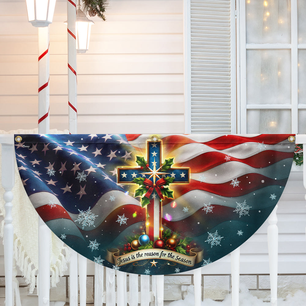 Christian Cross Christmas Jesus Is The Reason For The Season Non Pleated Fan Flag