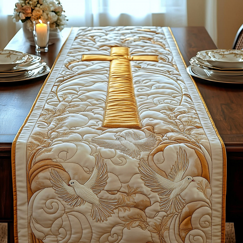 Christian Cross Dream Quilted Table Runner Kitchen Table Decor Christian Gifts For Dad