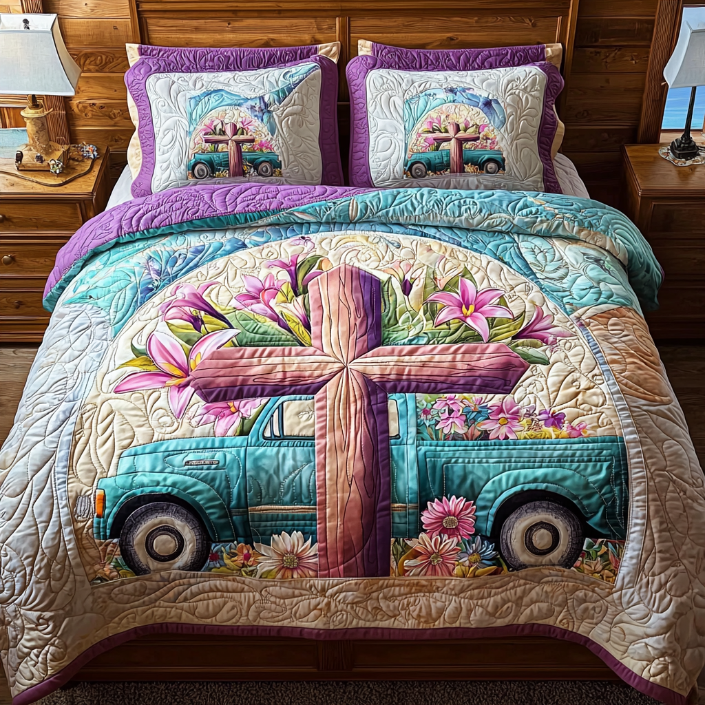 Christian Cross Journey Quilted Bedding Set Bedspread Set Christian Present Ideas