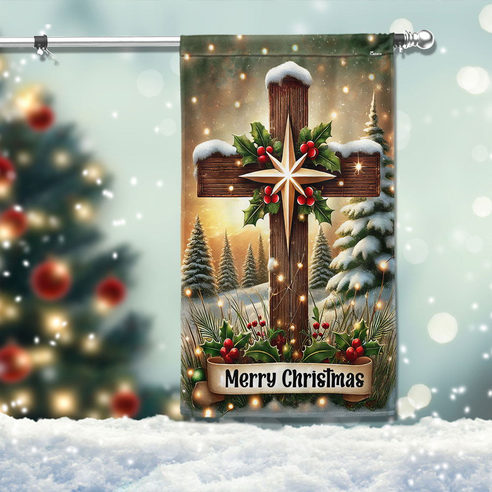 Christian Cross Merry Christmas Jesus Flag