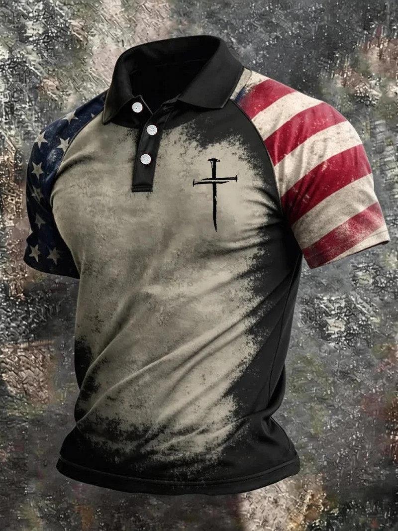 Christian Cross Polo Shirt Patriotic Faith Apparel Best Gift Ideas For Christians