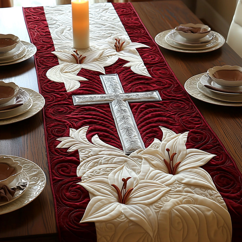 Christian Cross Revival Quilted Table Runner Dining Table Decor Christian Gifts For Mom