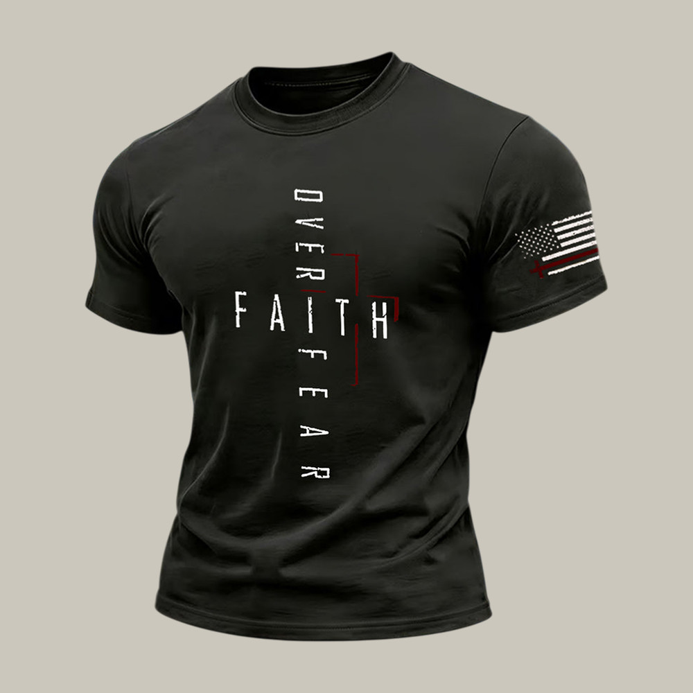 Christian Faith Over Fear Psalm Cross T-Shirt Faith Shirt Christian Gift For Dad