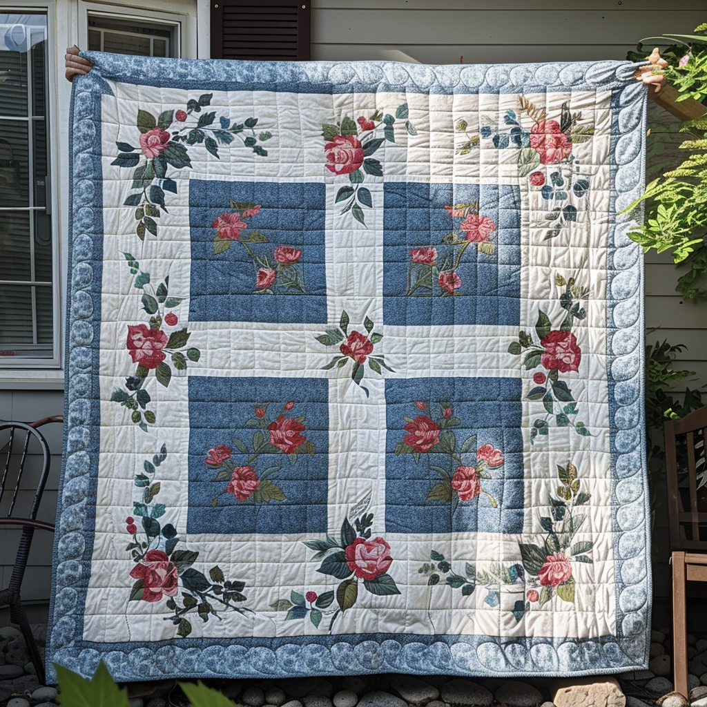 Christian Faithful Roses Quilted Blanket Gift For Christian