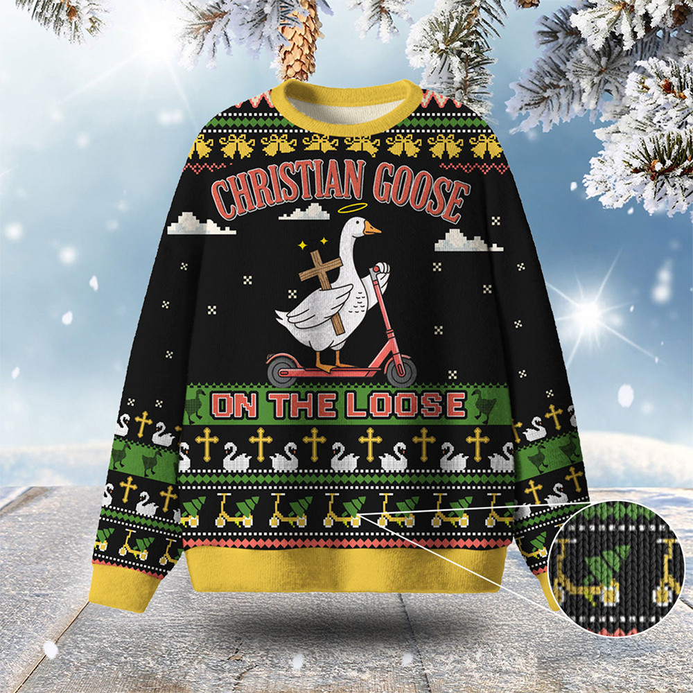 Christian Goose Ugly Christmas Sweater Winter Clothing Christmas Gifts For Goose Lovers