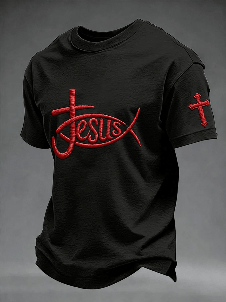 Christian Jesus Cross Short Sleeve T-Shirt Jesus Is King Shirt Gifts For Dad