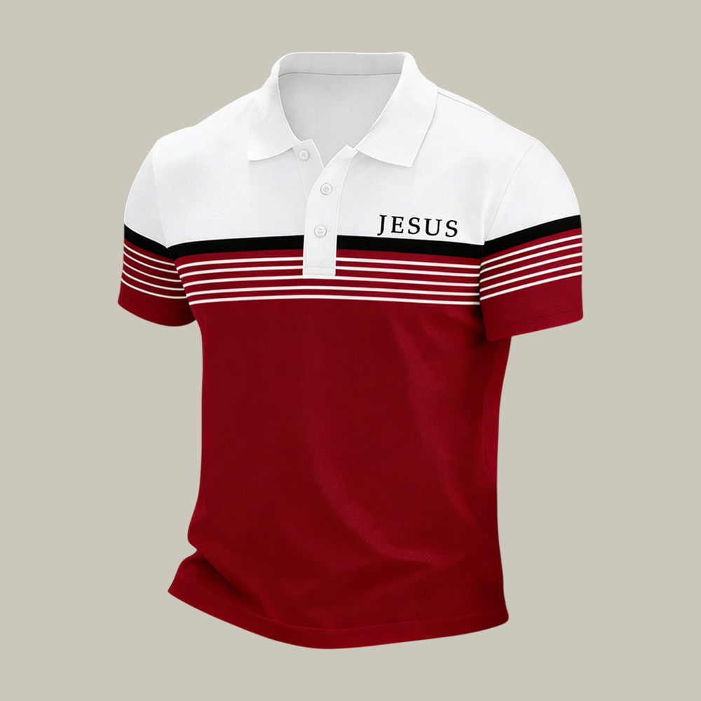 Christian Jesus Stripes Polo Shirt God Is Good Shirt Unique Gift For Father's Day